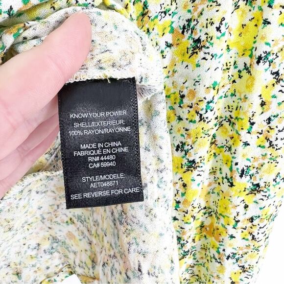 AFRM Lipa Floral Tie Front Blouse S Yellow - Picture 6 of 6
